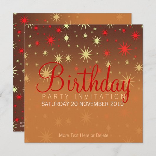 スパークリースターズパーティー誕生日招待状 招待状 (正面/裏面)