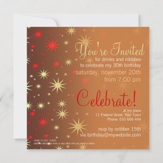 スパークリースターズパーティー誕生日招待状 招待状 (裏面)