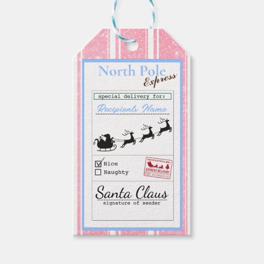 スパークリーストライプピンク | 北極表現 ギフトタグ (正面)