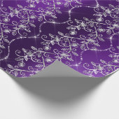 スパークリーダイヤモンドパープルプラムホワイトグレー ラッピングペーパー (角)