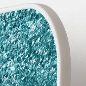 スパークリーティール(緑がかった色)グリッターグラデーションスモダンクリプト ピックルボールラケット (左詳細)