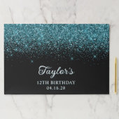 スパークリーティール(緑がかった色)グリッターブラック12th誕生日 ペーパーパッド (インサイチュ)