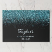 スパークリーティール(緑がかった色)グリッターブラック12th誕生日 ペーパーパッド (正面)