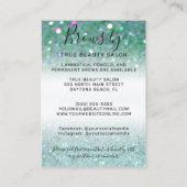 スパークリーティール（緑がかった色）グリーングリッターブローズアフターケアアイコン 名刺 (裏面)