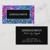 スパークリーティール（緑がかった色）ピンクセイングリッター パーソナライズされた 名刺 (正面/裏面)