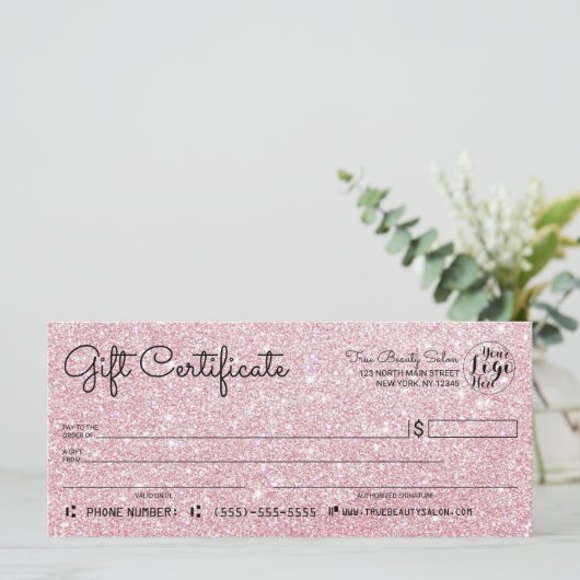 スパークリーバラ金ゴールドグリッターチェックギフト証明書 (スタンド正面)