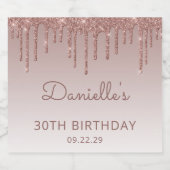 スパークリーバラ金ゴールドグリッタードリップ30th誕生日パーティー スパークリングワインラベル (シングルラベル)