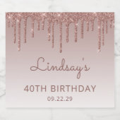 スパークリーバラ金ゴールドグリッタードリップ40th誕生日パーティー スパークリングワインラベル (シングルラベル)