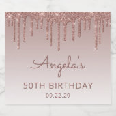 スパークリーバラ金ゴールドグリッタードリップ50th誕生日パーティー スパークリングワインラベル (シングルラベル)