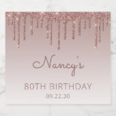 スパークリーバラ金ゴールドグリッタードリップ80thバースデーパーティー スパークリングワインラベル (シングルラベル)