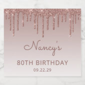 スパークリーバラ金ゴールドグリッタードリップ80thバースデーパーティー スパークリングワインラベル (シングルラベル)