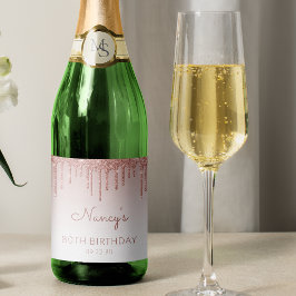 スパークリーバラ金ゴールドグリッタードリップ80thバースデーパーティー スパークリングワインラベル