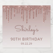 スパークリーバラ金ゴールドグリッタードリップ90thバースデーパーティー スパークリングワインラベル (シングルラベル)