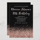 スパークリーバラ金ゴールドグリッターブラック30歳の誕生日 招待状 (正面/裏面)