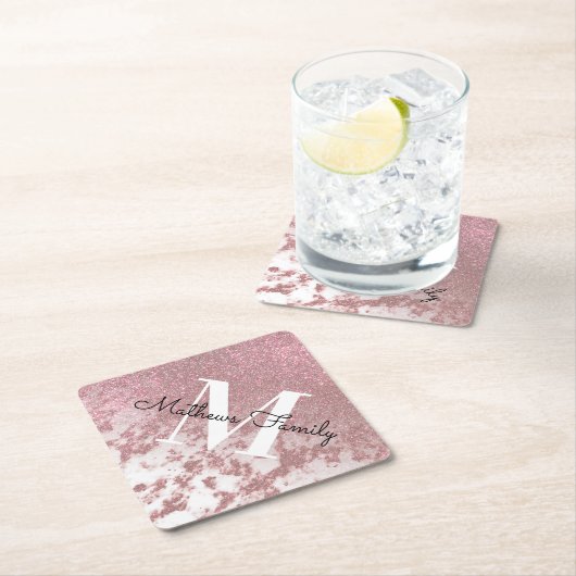 スパークリーバラ金ゴールドグリッターマーブルモノグラグラデーションム ペーパーコースター (インサイチュ)