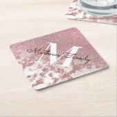 スパークリーバラ金ゴールドグリッターマーブルモノグラグラデーションム ペーパーコースター (アングル)