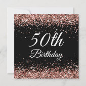 スパークリーバラ金ゴールドグリッター50th誕生日ブラック 招待状 (裏面)