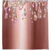 スパークリーバラ金ゴールドドリップ |ダイヤモンドグリッターオンSaten シャワーカーテン (正面)