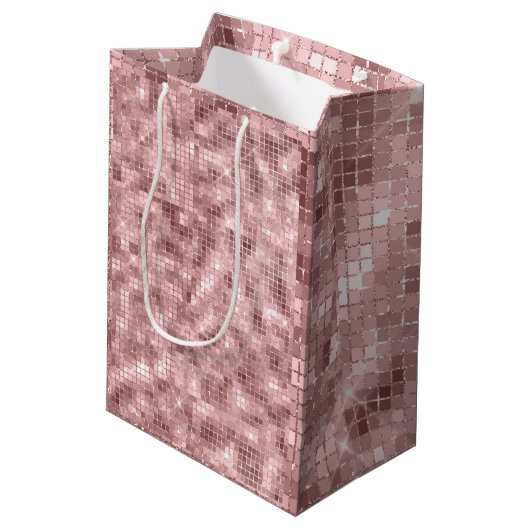 スパークリーバラ金ゴールドピンクラグジュアリースパークルガーリーパーティー ミディアムペーパーバッグ (裏面アングル)