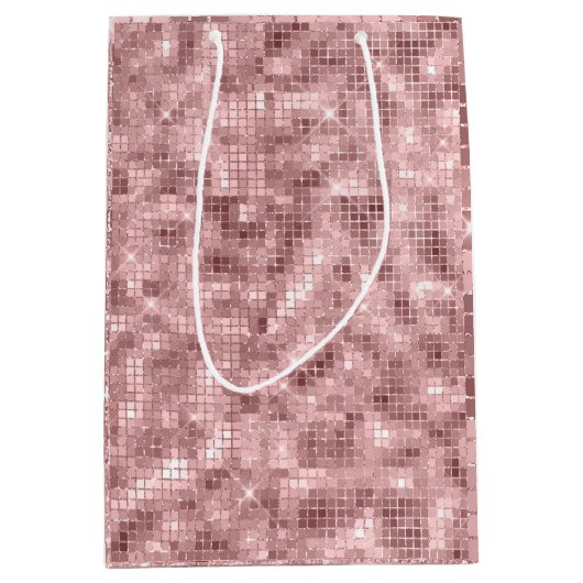 スパークリーバラ金ゴールドピンクラグジュアリースパークルガーリーパーティー ミディアムペーパーバッグ (正面)