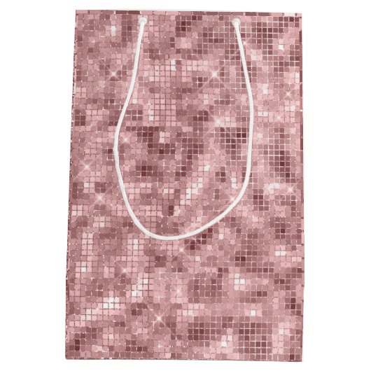 スパークリーバラ金ゴールドピンクラグジュアリースパークルガーリーパーティー ミディアムペーパーバッグ (裏面)