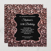 スパークリーバラ金ゴールドブラックレオパードグラーム50誕生日 招待状 (正面/裏面)