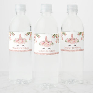 スパークリーバラ金ゴールドユニコーン/ピンクウォーター色フローラ ペットボトルラベル