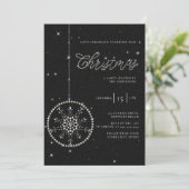 スパークリーパーティーライン石グリッターブラッククリスマス 招待状 (スタンド正面)