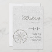 スパークリーパーティーライン石グリッターホワイトクリスマス 招待状 (正面)