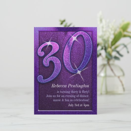 スパークリーパープル30と気のあるそぶりをした誕生日招待状 招待状 (スタンド正面)