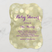 スパークリーパープル&金ゴールドベビーシャワー招待状 招待状 (正面/裏面)