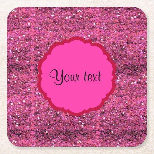 スパークリーピンクグリッター スクエアペーパーコースター (正面)