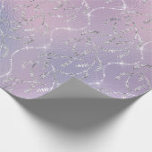 スパークリーピンク薄紫ローレルシルバーダイヤモンド ラッピングペーパー (角)