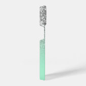 スパークリーフェイクシルバーグリッターとミントグリーングラデーション iPhoneケース (右側面)