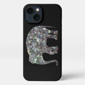スパークリーフェイクシルモザイクグリッター象 iPhoneケース (裏面)