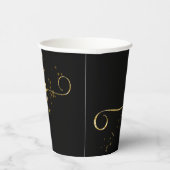 スパークリーフェイクス金ゴールドフレークメリークリスマスオンブラック 紙コップ (右)