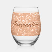 スパークリーフェイクピーチのカスタム文字 ステムなしワイングラス (裏面)