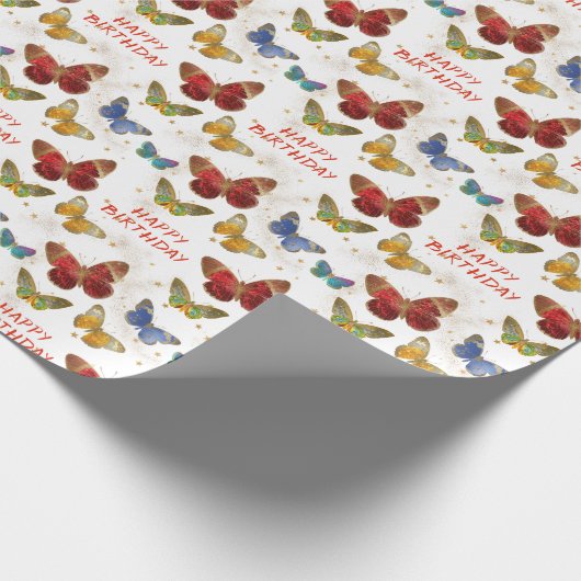 スパークリーブラチバタフライスターズ誕生日 ラッピングペーパー (角)