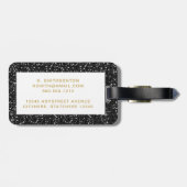 スパークリーブラックグリッターモノグラムのイニシャルラゲッジ ラゲッジタグ (裏面横)