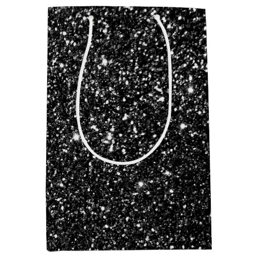 スパークリーブラックグリッター ミディアムペーパーバッグ (正面)