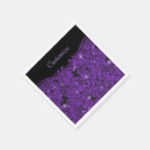 スパークリーブラック&パープルバタフライフローラナプキン スタンダードカクテルナプキン (角)