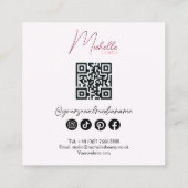 スパークリーブリーピンクグリッタースター紙吹雪メイクアップ スクエア名刺 (裏面)