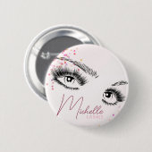 スパークリーブリーピンクグリッタースター紙吹雪メイクアップ 缶バッジ (正面&裏面)