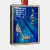 スパークリーブルー/シルバーミュージックノート&スティレットヒール メタルオーナメント (右)