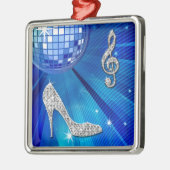 スパークリーブルー/シルバーミュージックノート&スティレットヒール メタルオーナメント (左)