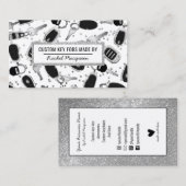 スパークリーホワイトシルバーグリッター鍵フォブクラフターブシン 名刺 (正面/裏面)