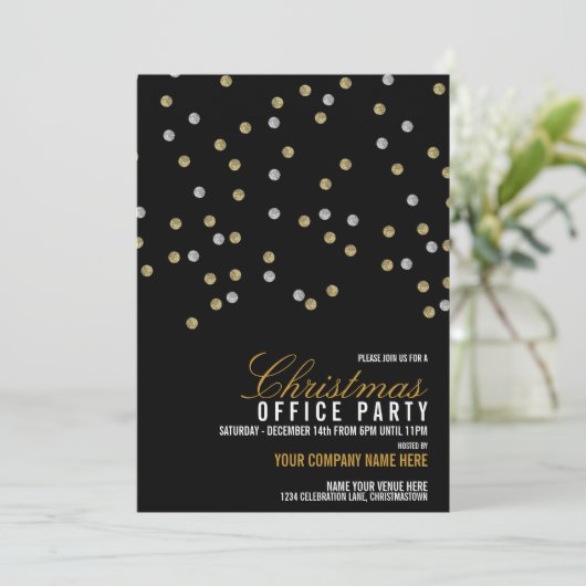 スパークリームドットクリスマスオフィスパーティの招待状 招待状 (スタンド正面)