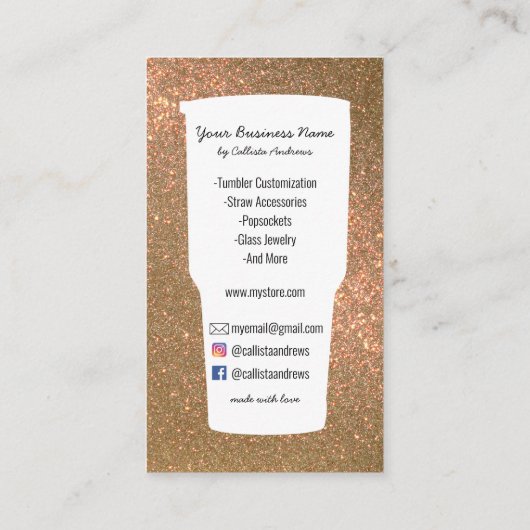 スパークリーモダングリッタータンブラーのクレフターロゴ 名刺 (裏面)