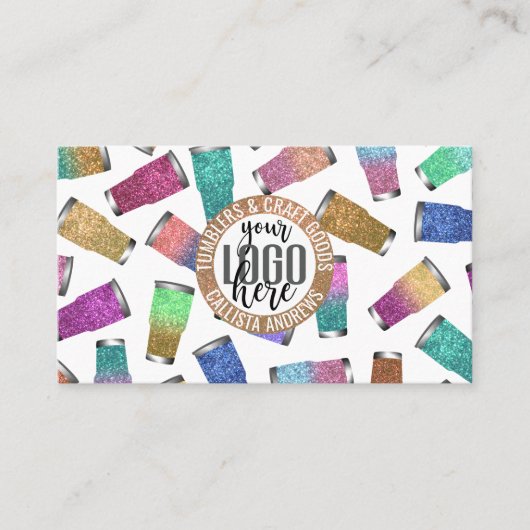 スパークリーモダングリッタータンブラーのクレフターロゴ 名刺 (正面)