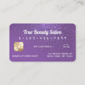スパークリーユニークシック紫グリッタークレジットカード 名刺 (正面)